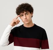 Black Maroon And White Block Sweatshirt