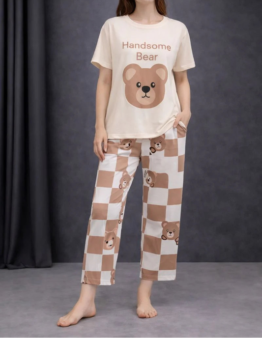 Handsome Bear Printed Night Suit