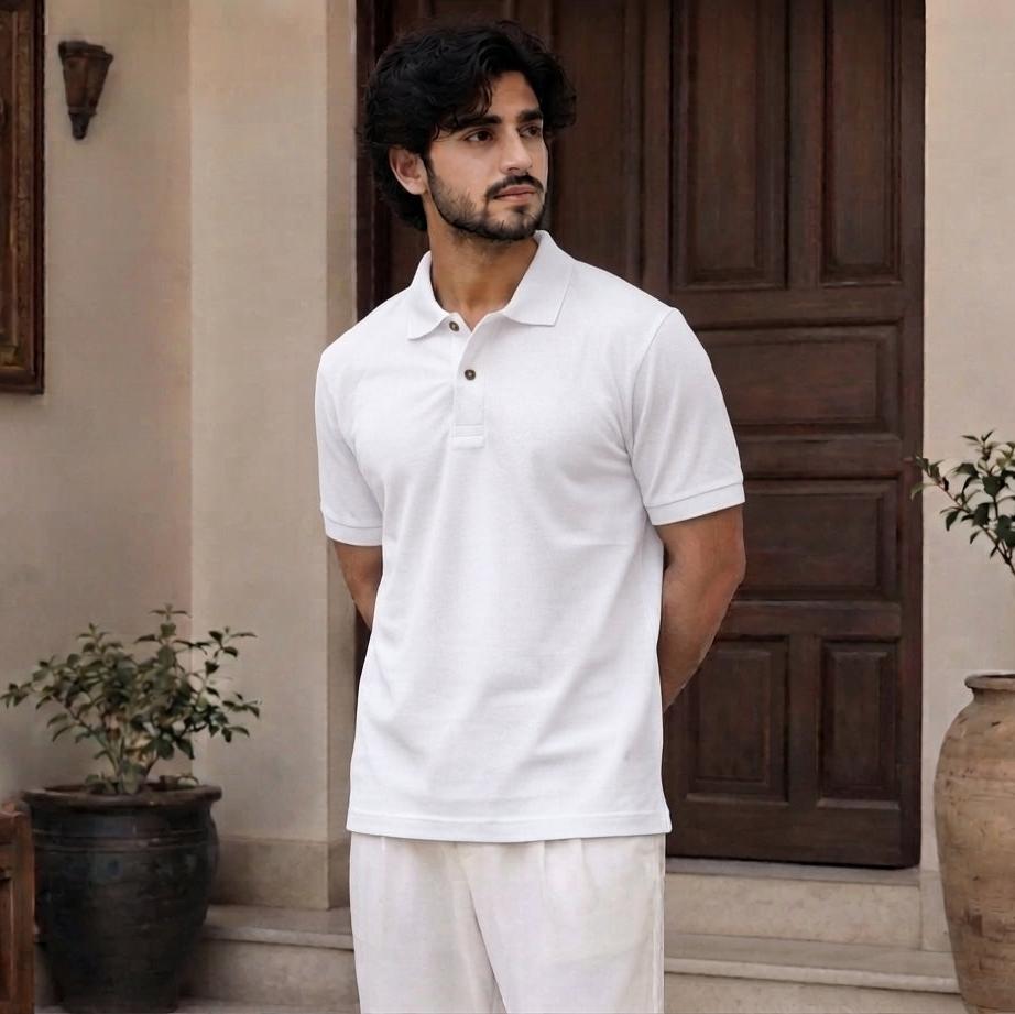 Premium Pique Cotton Polo Shirt for Men – White