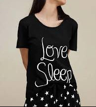 Black Printed Night Suit